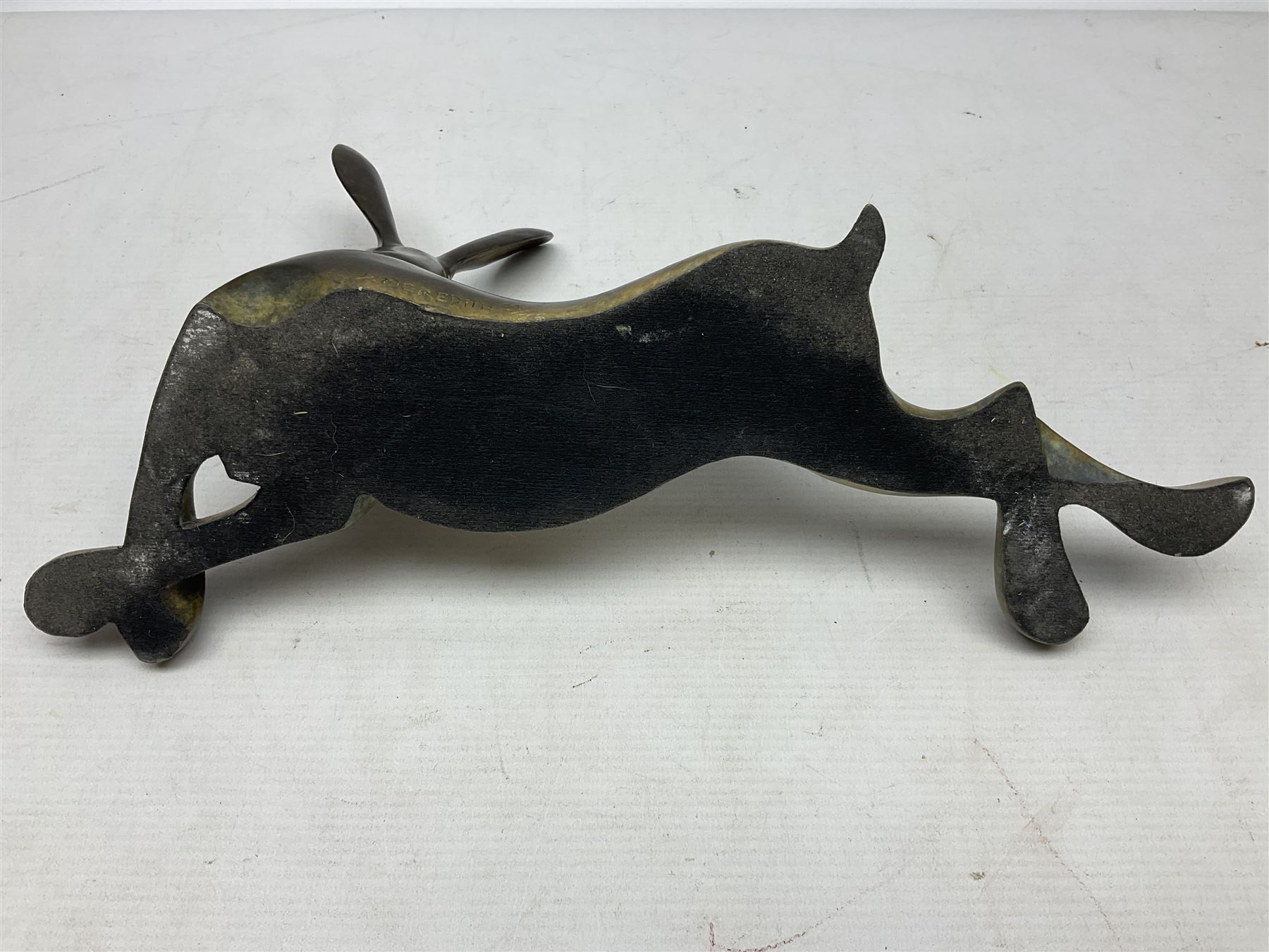 David Meredith (British 1973 - ), Lying Hare, patinated bronze, signed and limited edition 36/75, H17cm 