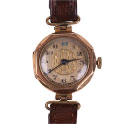 Two 9ct gold cased ladies wristwatches, comprising Excalibur on a gilt metal strap and one on a leather strap