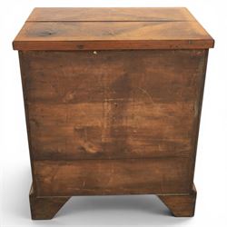 Early 20th century Georgian design figured walnut bachelor's chest, with half fold over top and lopers, over three drawers with pierced brass handles and escutcheons 