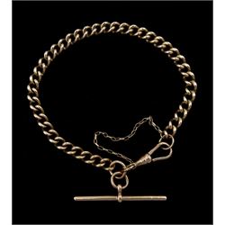 9ct rose gold curb link bracelet with T bar and clip
