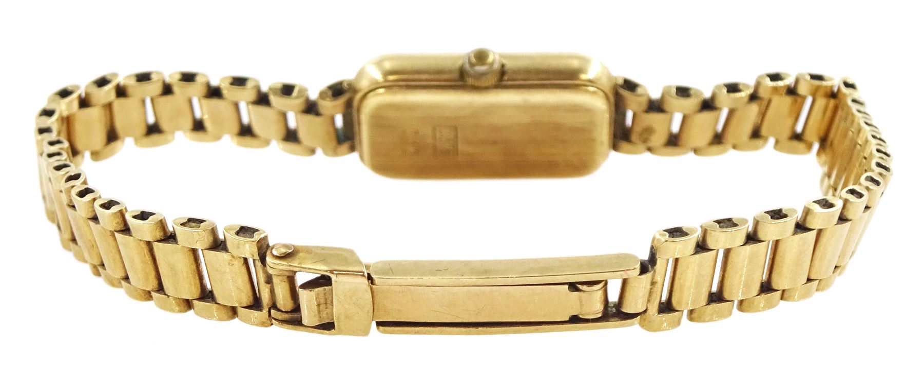 Uno Depuis ladies 9ct gold quartz wristwatch, on integral 9ct gold bracelet, hallmarked