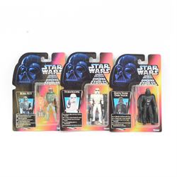 Three Kenner Star Wars action figures circa 1995/96, comprising Boba Fett with Sawn Off Bl...