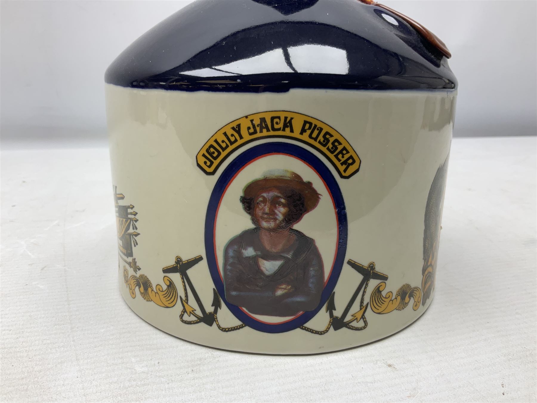 Pussers, British Navy rum, 1 litre, 95.5 proof, in a ceramic flagon