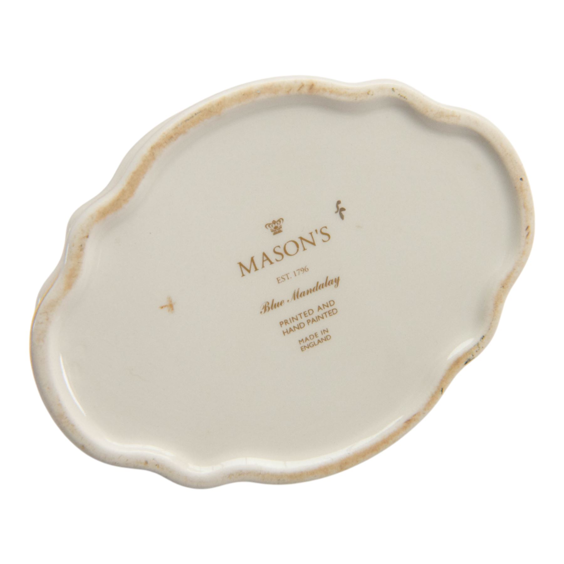 Collection of Mason ‘Mandalay’ pattern ceramics, to include vase and cover, two clocks, candle sticks, wall vases, ginger jar etc 