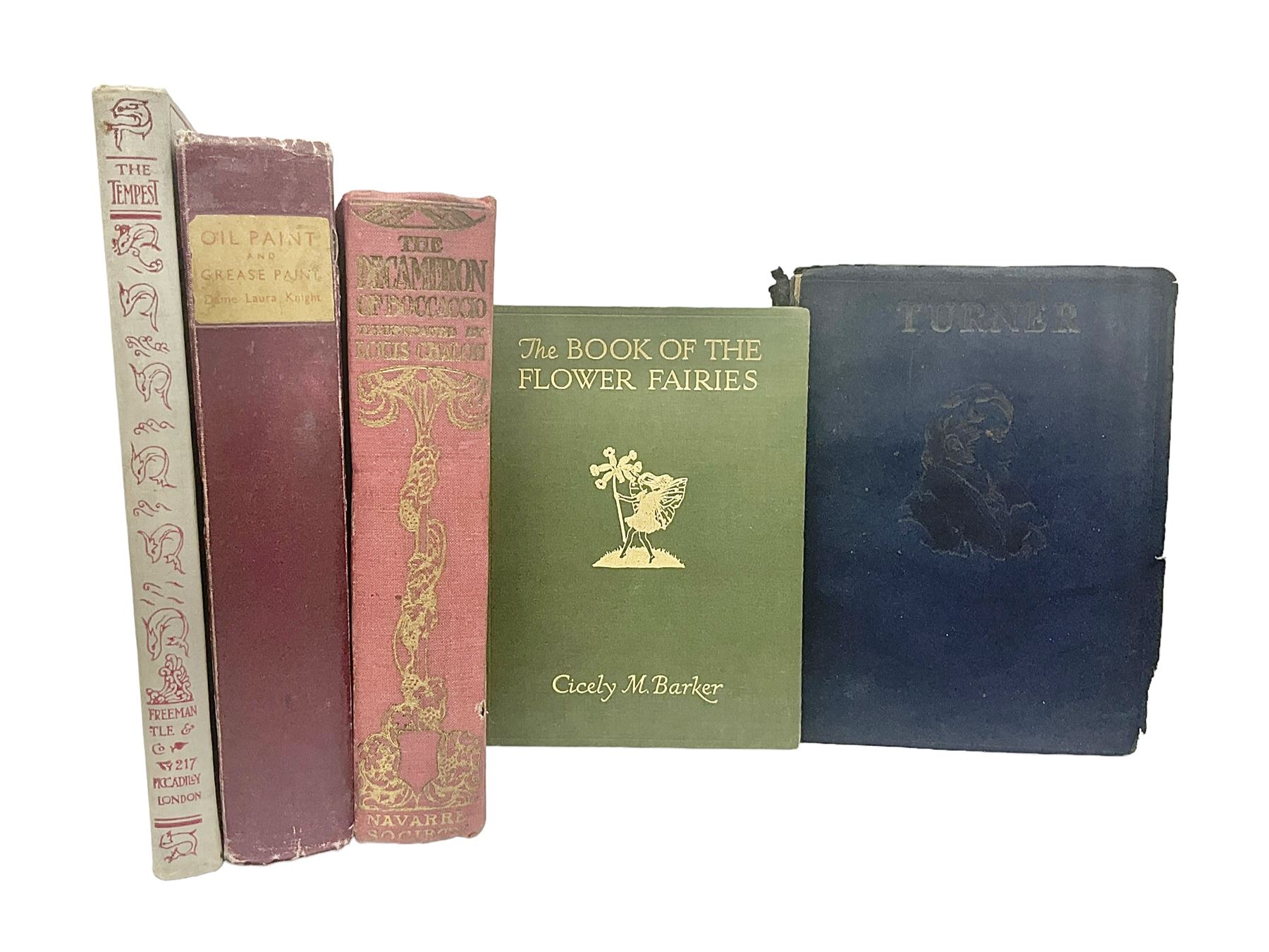 Barker, Cicely; The book of the Flower Fairies, Blackie & Son Ltd, Glasgow, Hind, Lewis. C; Turner, T.C & E.C. Jack, London, Knight, Laura; Oil Paint and Grease Paint, Ivor Nicholson & Watson, London and two other books 