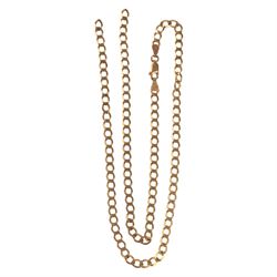 9ct gold flattened curb link chain necklace, stamped