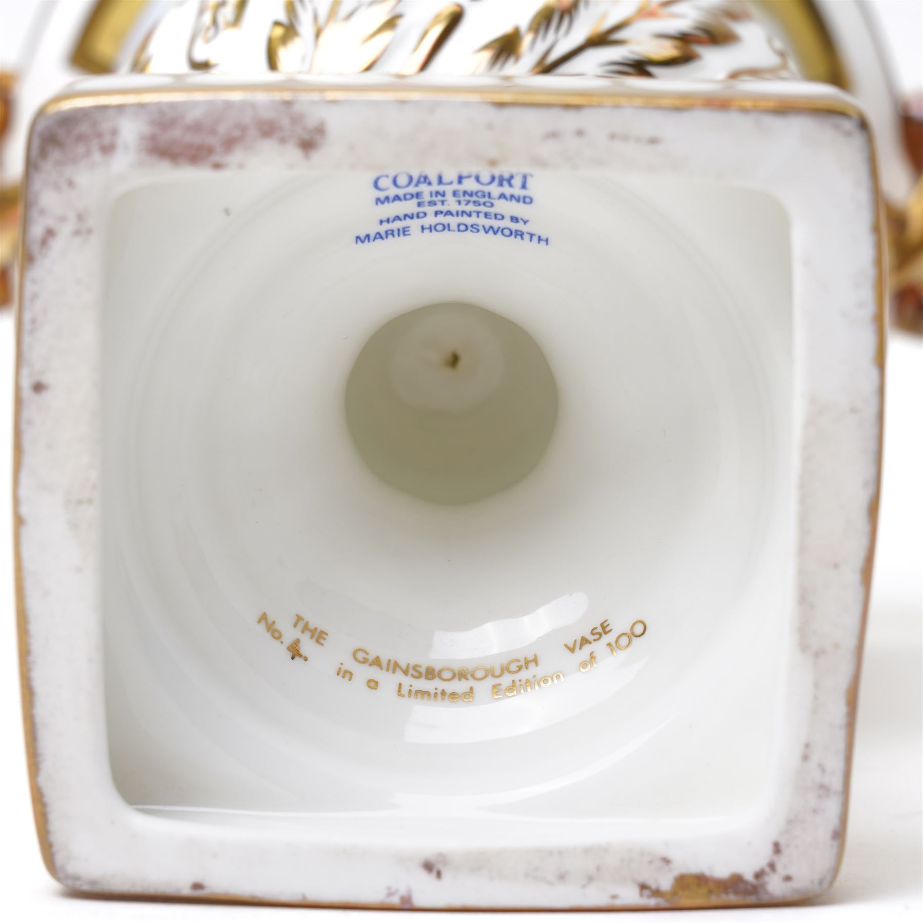 Two Coalport Eagle commemorative vases, painted with scenes depicting a Thomas Gainsborough portrait and Westminster Abbey, both limited edition 4/100 and 41/100, with printed marks to base, H32cm