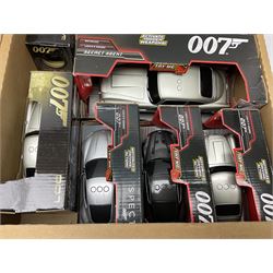 Two Toy State 007 large scale radio controlled cars - Aston Martin DB5 and Aston Martin DBS; eight other Toy State 007 James Bond vehicles; and ten other James Bond vehicles by Corgi and Fabbri; all boxed (20)