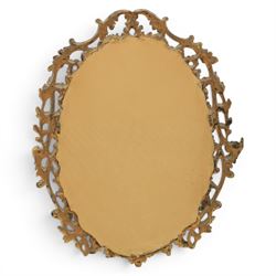 Rococo design gilt framed oval wall mirror, pierced frame with foliate design 