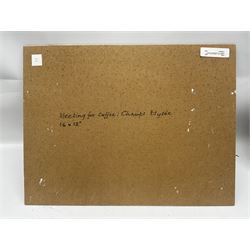 William Burns (Northern British 1923-2010): 'Meeting for Coffee - Champs-Élysées', oil on board signed, titled verso 30cm x 40cm (unframed) Provenance: Direct from the family of the artist. 
Notes: Born in Sheffield in 1923, William Burns RIBA FSAI FRSA studied at the Sheffield College of Art before the outbreak of the Second World War, during which he helped illustrate the official War Diaries for the North Africa Campaign, and was elected a member of the Armed Forces Art Society. On his return, he studied architecture at Sheffield University and later ran his own successful practice, being a member of the Royal Institute of British Architects. However, painting had always been his self-confessed 'first love', and in the 1970s he gave up architecture to become a full-time artist, having his first one-man exhibition in 1979.