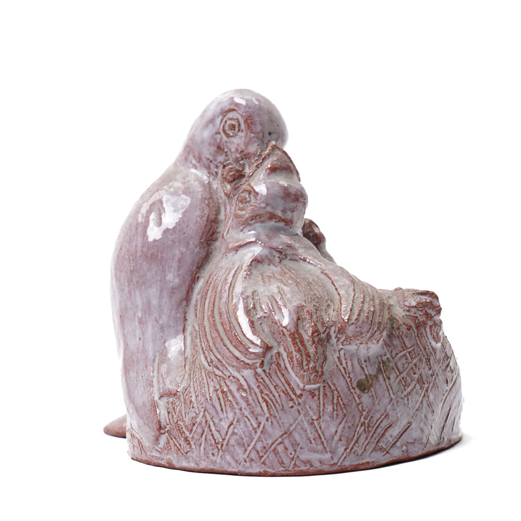 Hein Derichsweiler (German 1897-1972): Mother Feeding Babies, glazed terracotta group signed to inner side, H10cm