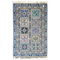 Morrocan single weft blue ground rug, th