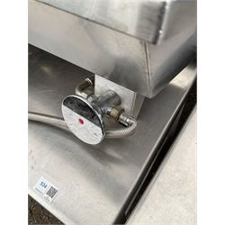 Pair of commercial stainless steel hot and cold hand wash stations, wall mounted, knee press taps - THIS LOT IS TO BE COLLECTED BY APPOINTMENT FROM DUGGLEBY STORAGE, GREAT HILL, EASTFIELD, SCARBOROUGH, YO11 3TX