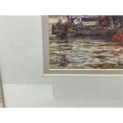 Frederick William Scarborough (British 1860-1939): Shipping at London Bridge with St Paul's in View, watercolour signed 18cm x 29cm