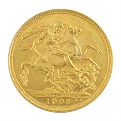King Edward VII 1903 gold full sovereign coin, Sydney mint