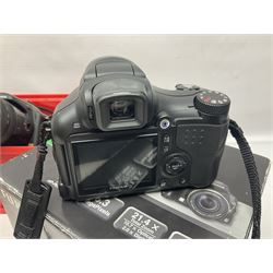 Minolta Dynax 5xi camera body serial no 17222646 with 'AF Zoom Xi 28-80mm 1:4(22)-56' lens serial no 17220881, Minolta SRT101 camera body serial 1944687, Lumix camera body serial no K6SC10168 etc 