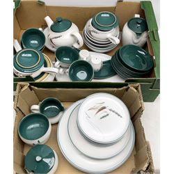 Denby Greenwheat pattern tea and dinner wares, to include, five dinner plates, large covered tureen, tea pot, coffee pot, milk jug etc (48)