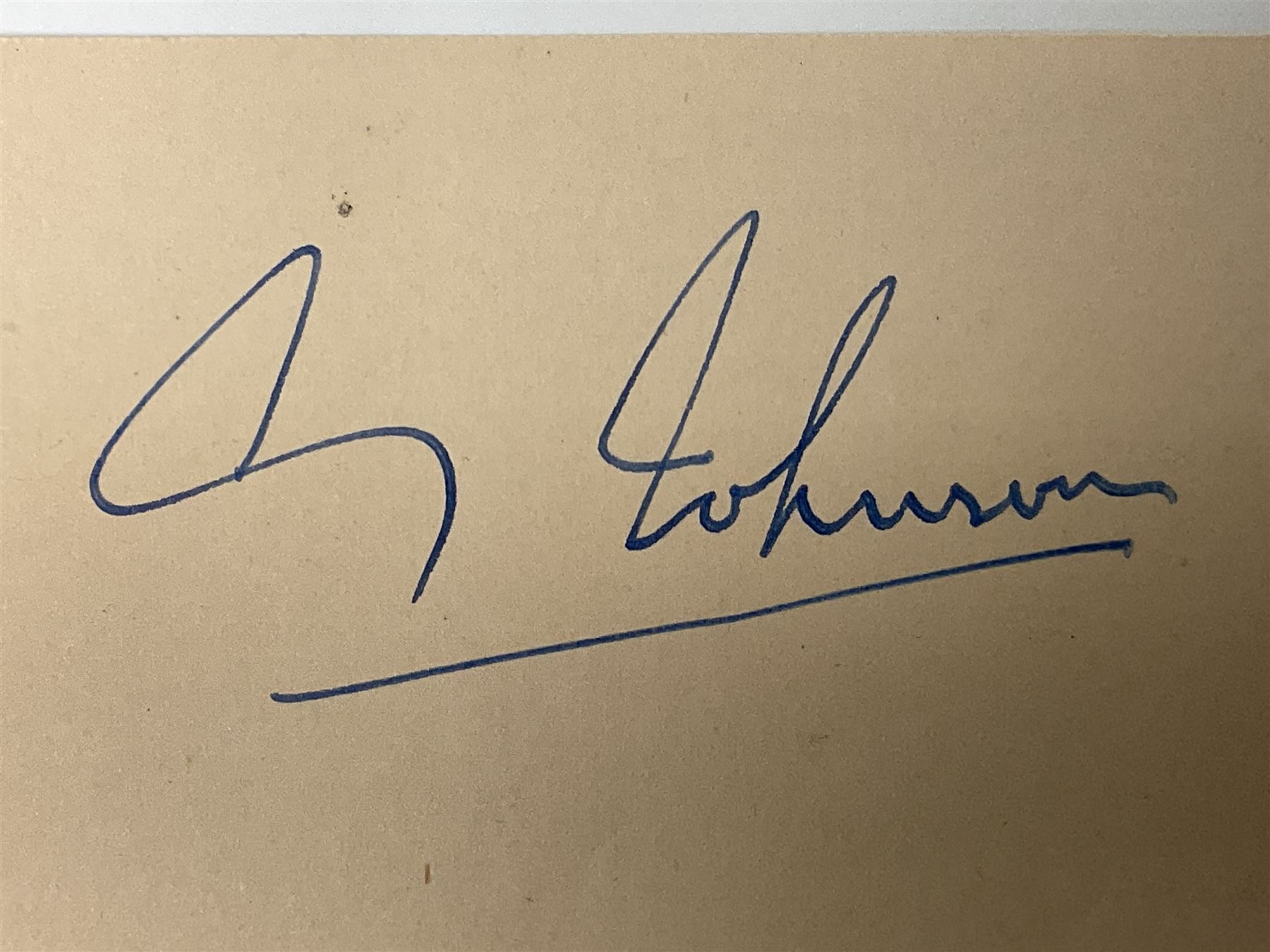 Amy Johnson (1903-1941) English Pioneer Aviatrix - signature on clipped album page; with CoA and photocopied image of 'Jason 1'; 6.5 x 8.5cm