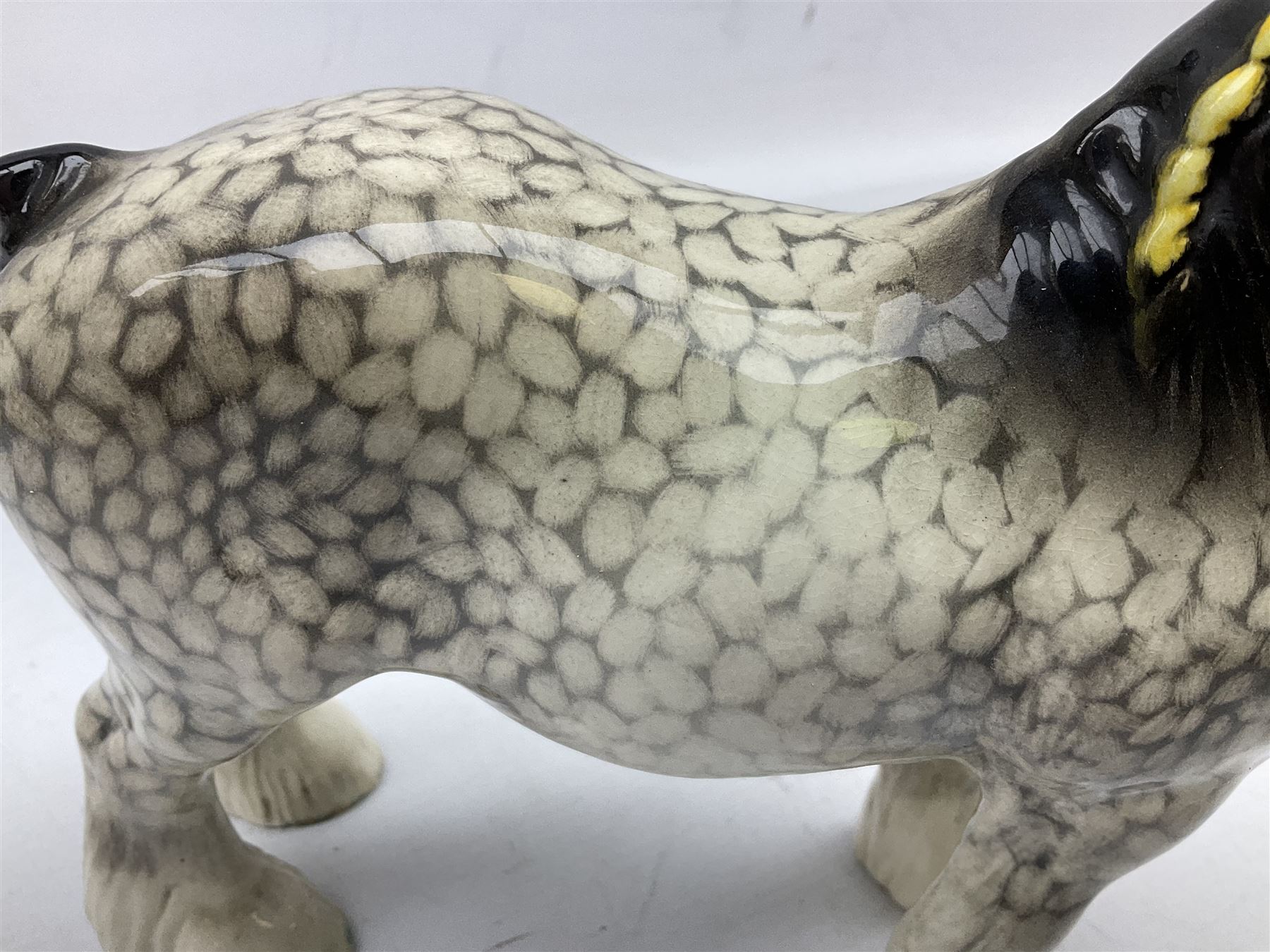 Beswick Shire horse in rocking horse grey no. 818, with printed mark beneath, H21cm