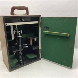 Three microscopes, comprising Swift and Son, Beck model 22 no 5512 amd E. Leitz Wetzlar no 113555, all boxed