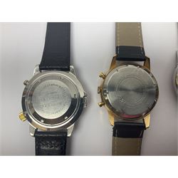 Three automatic wristwatches including Seiko, Debert chronograph and Swiss Emperor and four manual wind wristwatches including Chronograph Swiss, Interpol, Mithras chronograph and Oris