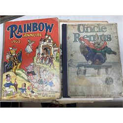 1930s Glevum Series boxed set of 'Coloured and Polished Building Bricks' with instructions; and quantity of 19th century and later children's books including The Fairy-Land of Science by Arabella B. Buckley. 1879; The Wonder Gift Book for Children 1933; The Greyfriars Holiday Annual 1938; The Willie Waddle Book 1933; twelve editions of School Boys Own Library 1937/8; Rainbow Annual 1952 etc