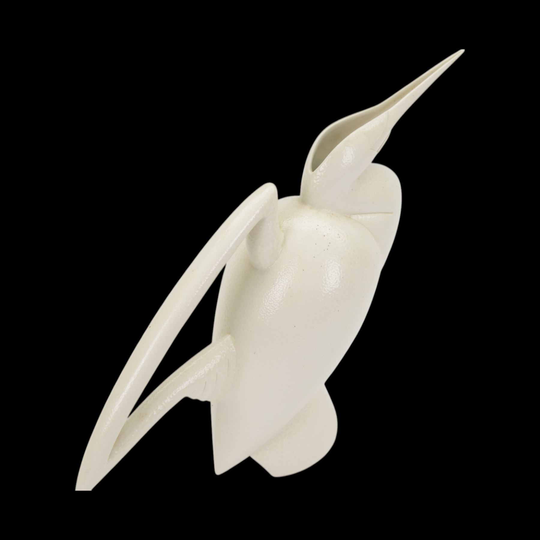 Anthony Theakston (British B.1965): White salt-glazed stylised heron jug, H37.5cm