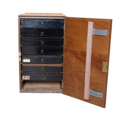 Entomology; Over one hundred butterfly specimens, mainly Delius  and African Colotis, including Delias Pheres, Delias ladas, Delias Iltis etc, housed within British Natural History Museum wartime cabinets with seven double glazed draws together with two illustrated books of the genus Dalius of the World, in Japanese with coloured plates of specimens and habitat images
The cabinets were used to house the entire collection of insects from the British Natural History Museum, which in turn were removed from the Museum to a safe place away from the London Blitz during World War Two, there were eight draws to each cabinet which had handles on the top for ease of lifting and transportation.They have adjustable corked wood slats so as to accommodate various size insects (Wing Spans etc), whilst keeping them in neat rows
