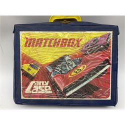 Matchbox 1-75 Series - Carry Case containing fourteen models comprising 33b, 37b, 37c with bulls on sprue, 40c, 44b, 47b, 48b, 51b with three barrels, 56b, 60a, 60b, 62b with accessories on sprue, 72a and 74a; all boxed