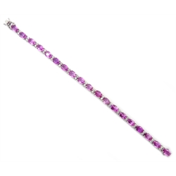  18ct white gold pink sapphire and diamond bracelet, sapphires approx 18 carat, diamonds approx 1.3 carat   