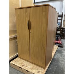 Two light oak two door office cupboards - THIS LOT IS TO BE COLLECTED BY APPOINTMENT FROM DUGGLEBY STORAGE, GREAT HILL, EASTFIELD, SCARBOROUGH, YO11 3TX