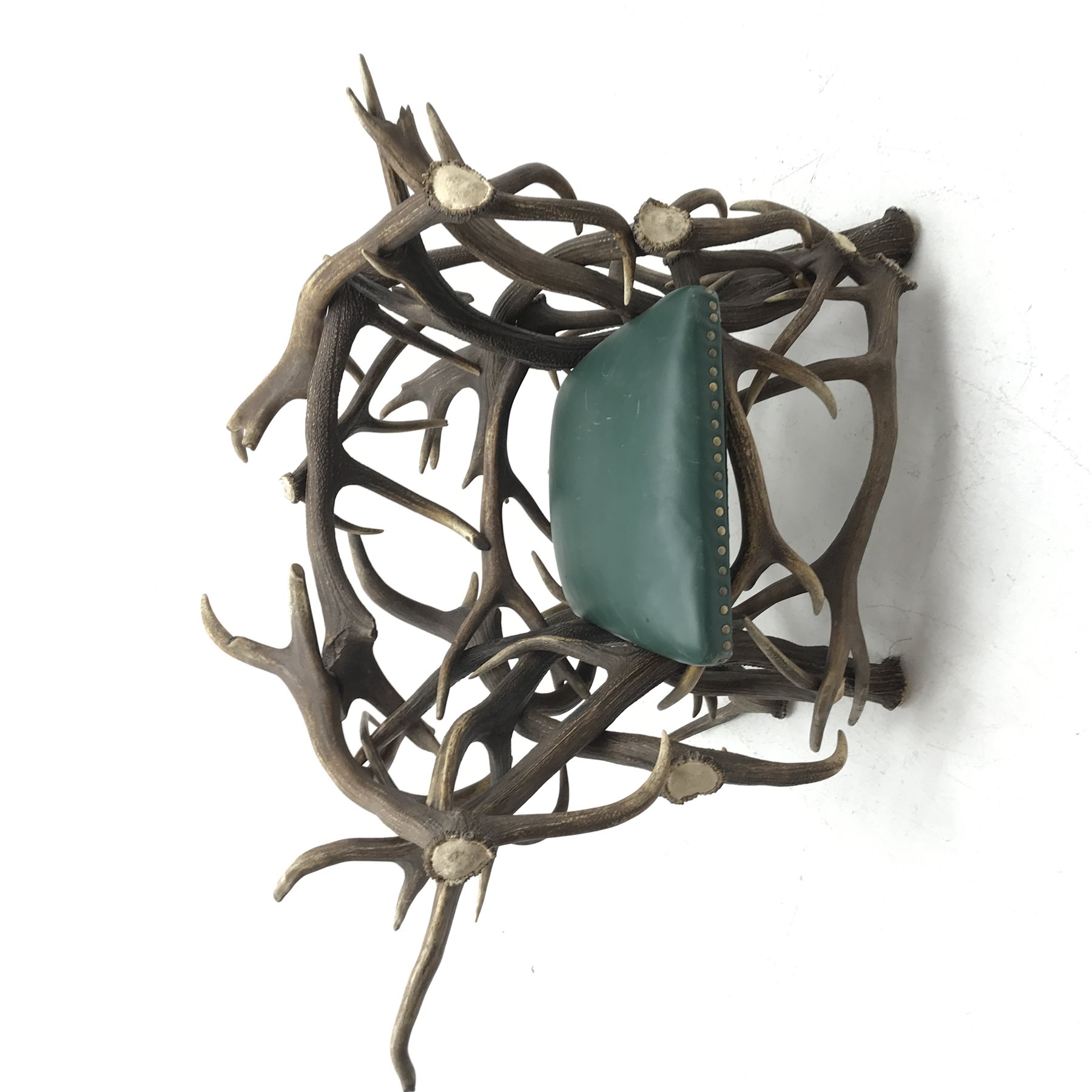 Red Deer Antler armchair,  constructed from entwined Antlers, over a leather upholstered studwork seat, W133cm, H100cm x D115cm 