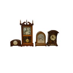 Four assorted 20th-century mantel clocks of different manufacture, one a month duration cl...