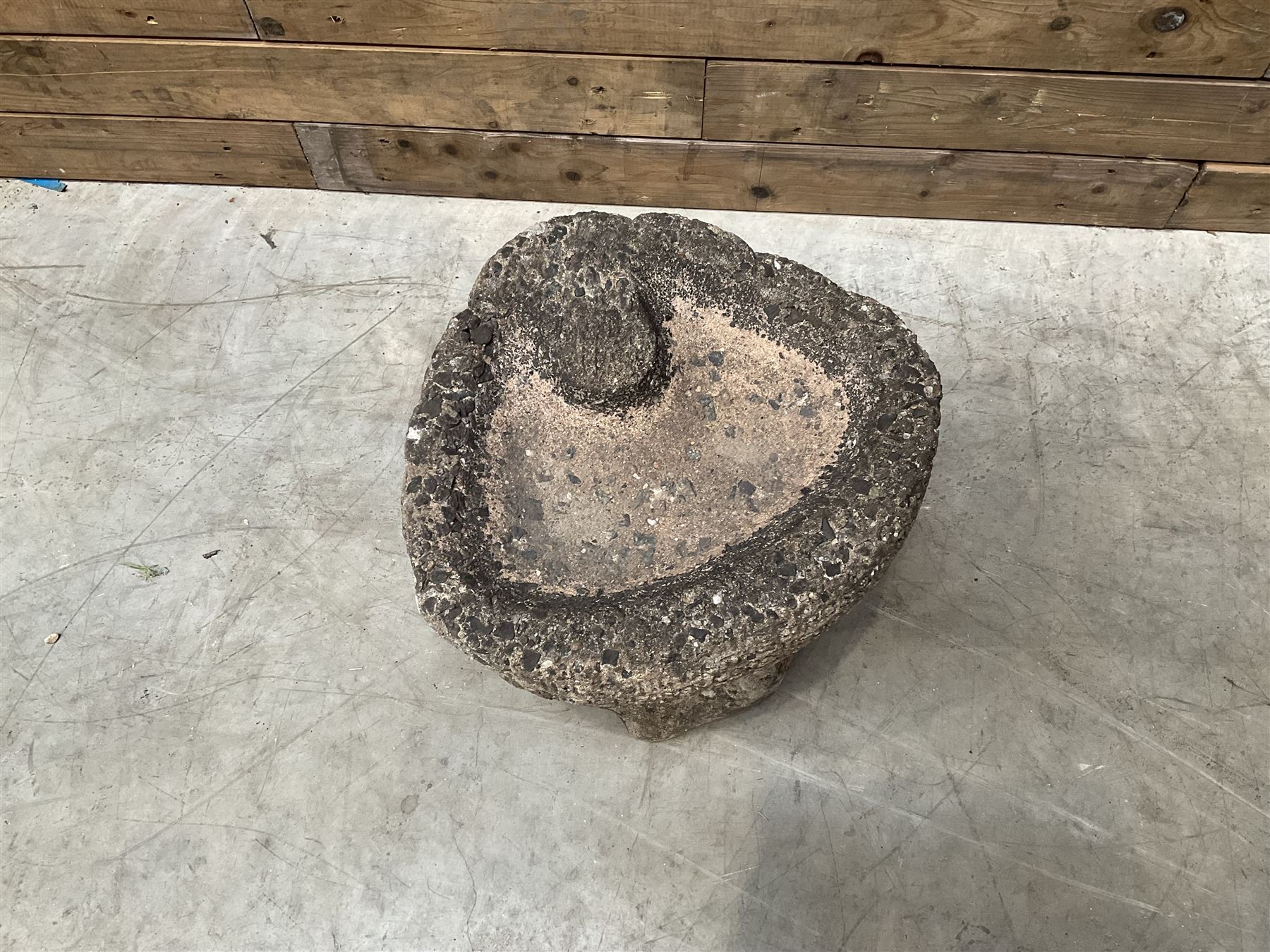 Collection of 9 decorative stone garden objects including sun dial small troughs mill stone and more,