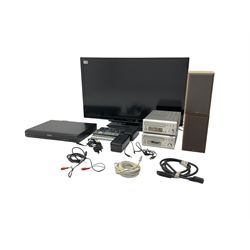 Panasonic TX-L37DT30B 37” television with remote, Panasonic DVD recorder and Denon hi-fi with speakers