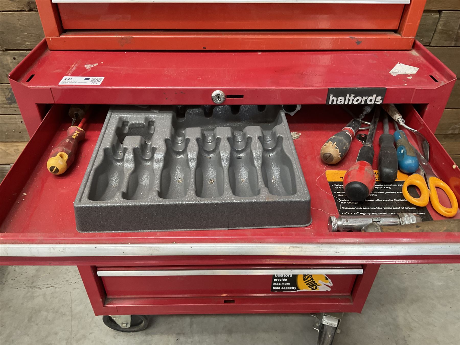 Britool, Halfords and Stack-on red tool chests with contents