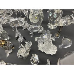 Swarovski Crystal animals, to include sheep, pigs, antelope, cockeral and hen, chicks, Pegasus, owls, giraffe, etc, together with Swarovski Crystal dancer, Isadora