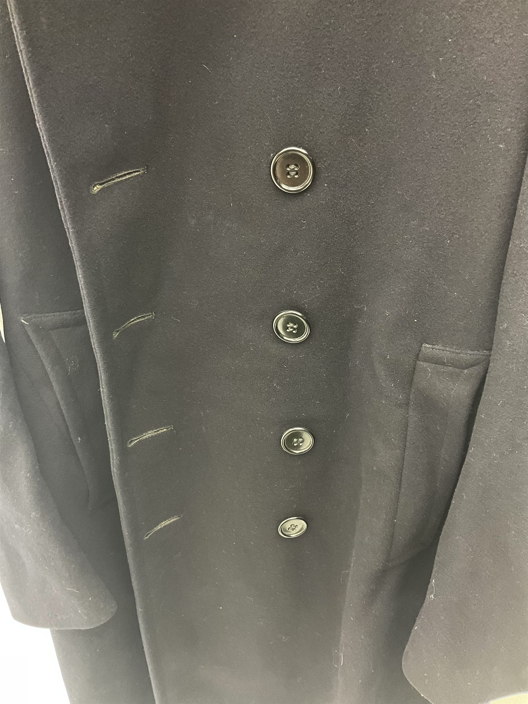 WW2 French Naval Officer's greatcoat; bears label 'Hirsch Tyler Company Uniforms 10th & Berks Sts Philadelphia Penna.'