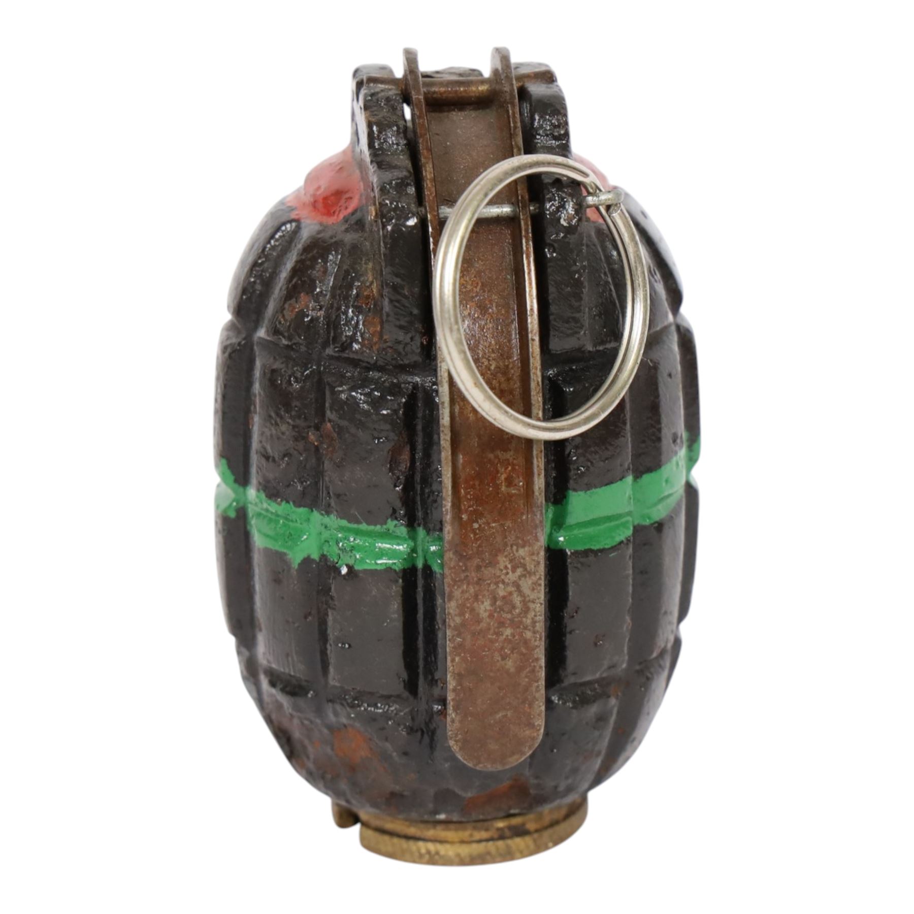 WWI No.5 Mk.1 Mills Bomb,Hand Grenade, the base dated 1916, the side cut-away and painted, H10cm