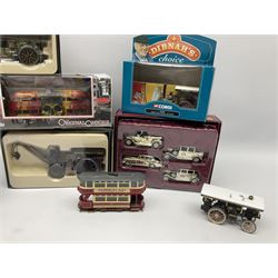 Two Corgi ‘Vintage Glory of Steam’ models, ‘Blackpool Balloon Tram’ and ‘Garrett Road Tractor’ models, all boxed, two further Corgi models, Lledo The Queen Mother commemorative set, etc 