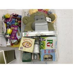 Quantity of PG Tips and Wallace and Gromit memorabilia and merchandise, misc toys etc in three boxes