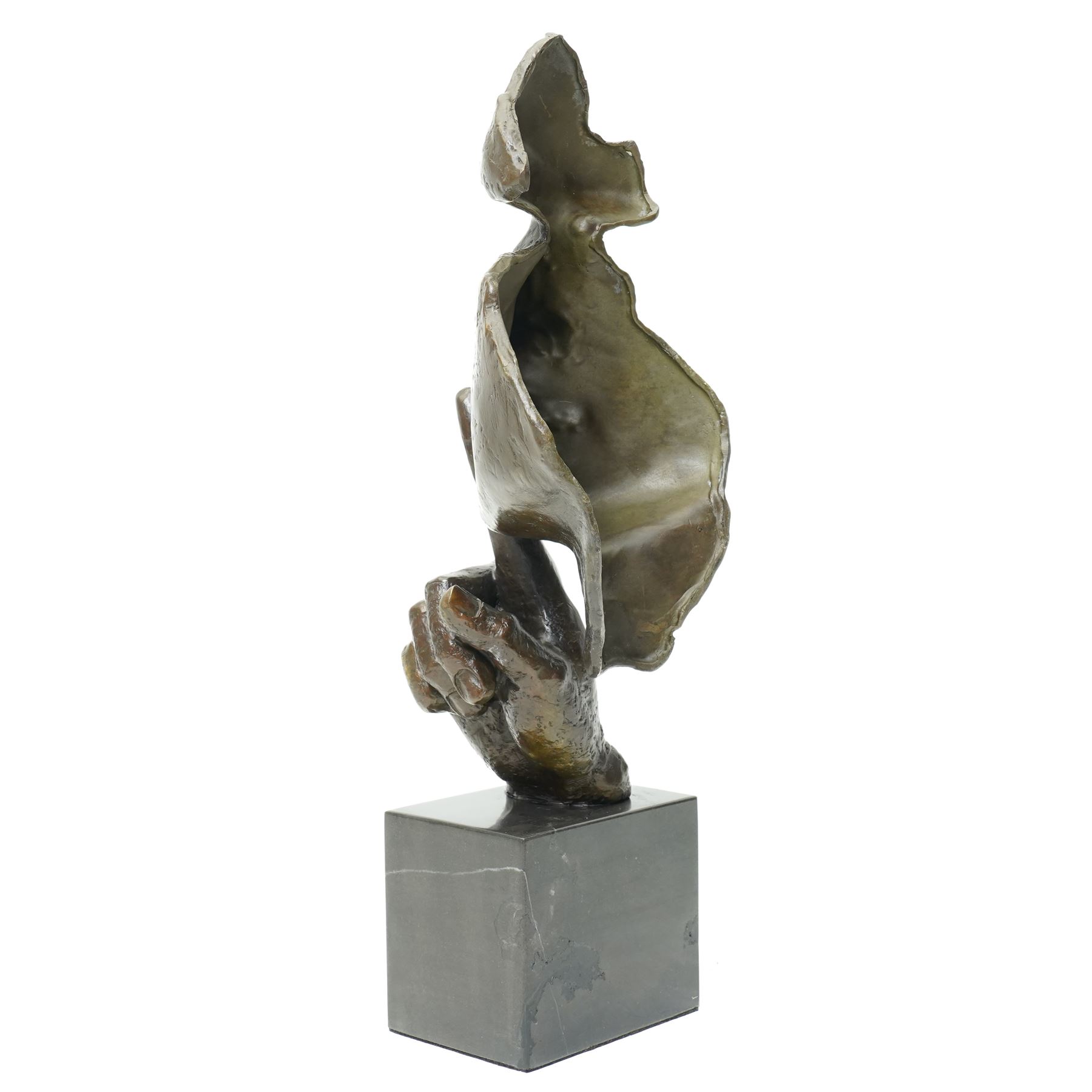 After Salvador Dali (Spanish 1904-1989) 'Serenity'- bronze figure with finger held to mouth, on black marble plinth H47cm