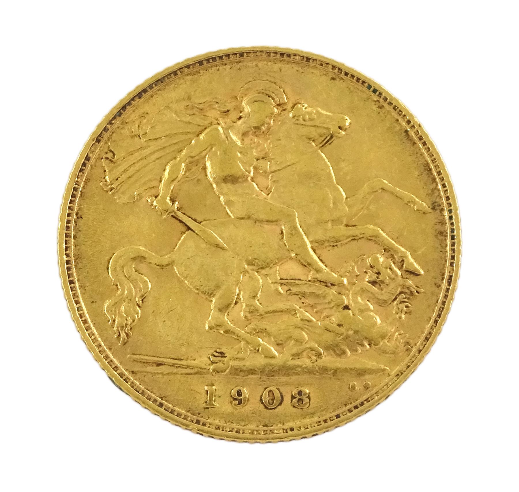 King Edward VII 1908 gold half sovereign coin