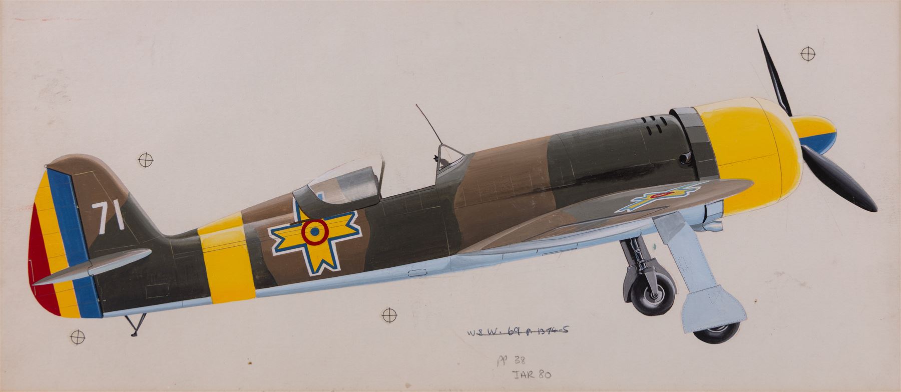 John Batchelor (British 1936-2019): Aircraft Studies, set of eleven gouaches variously signed and inscribed, max 35cm x 52cm (11)