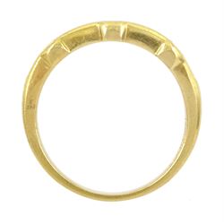 18ct gold round brilliant diamond and calibre cut sapphire half eternity ring, Sheffield 1996, total diamond weight approx 0.45 carat
