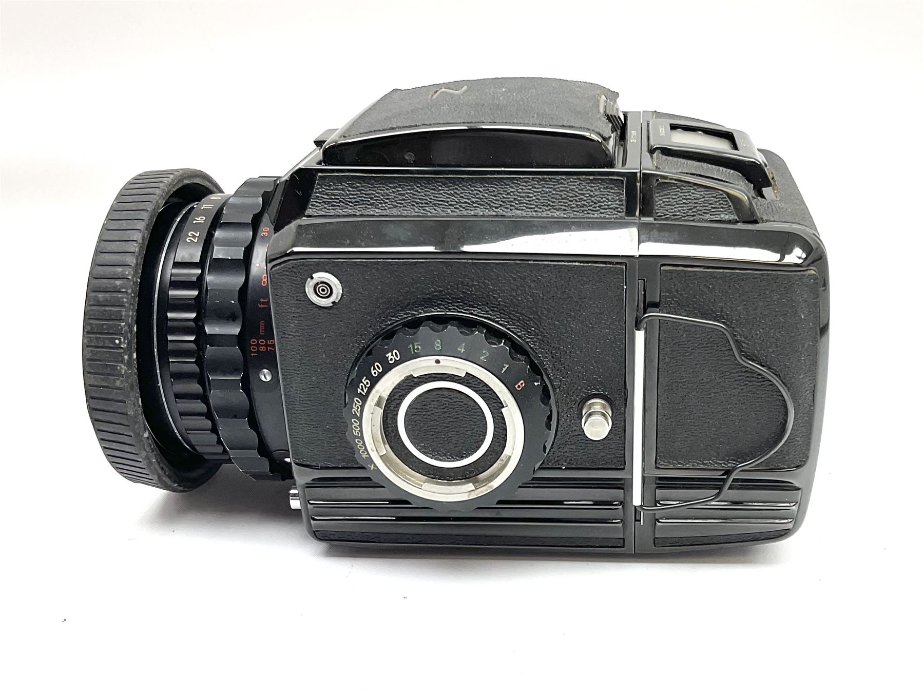 Zenza Bronica S2A medium format camera body, with Zenza Bronica Zenzanon MC '1:2.4 f-80mm' lens, together with Nippon Kogaku Nikkor-P '1:4 f-200mm' lens, Nikkor D.C '1:4 f-40mm' lens, two film backs and other camera equipment, housed in a hard flight case