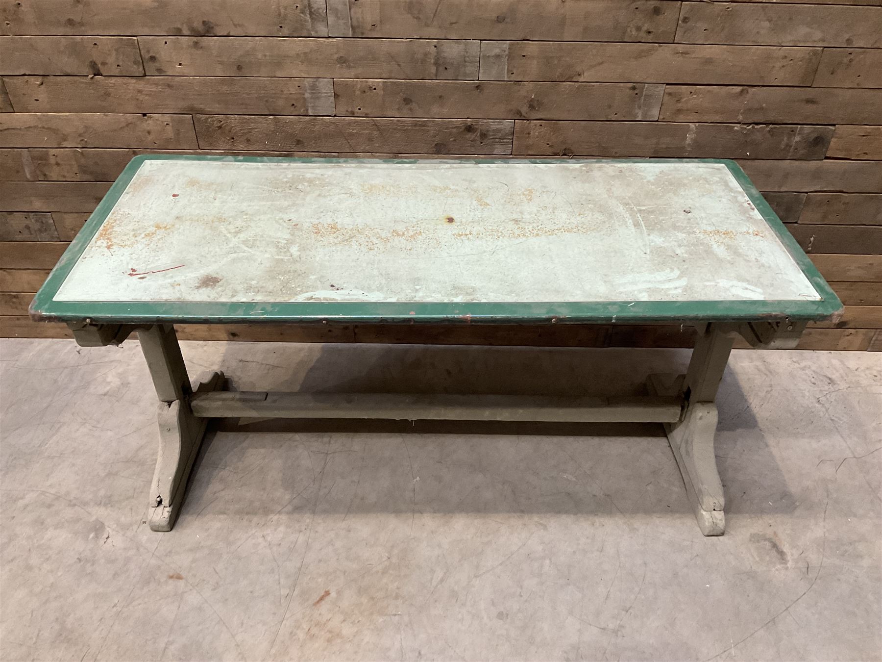 Early 20th century painted wood and enamel Military folding campaign table