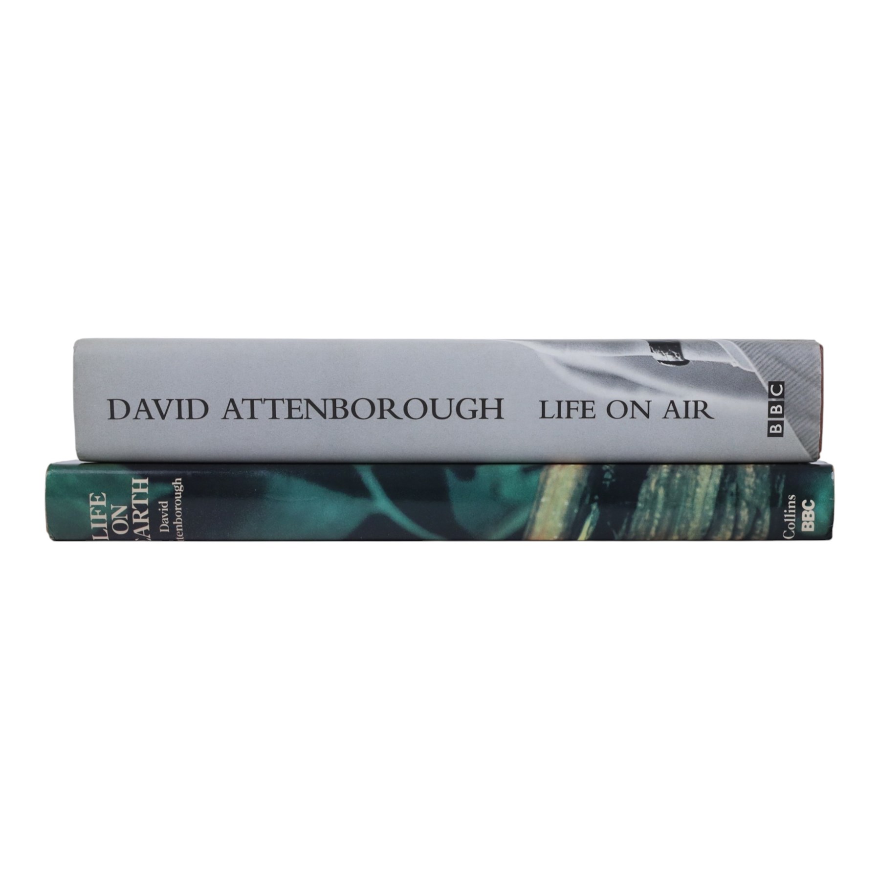 Collection of David Attenborough memorabilia, to include 'Life on Air' hardback, 'Life on Earth' hardback and framed signed photo