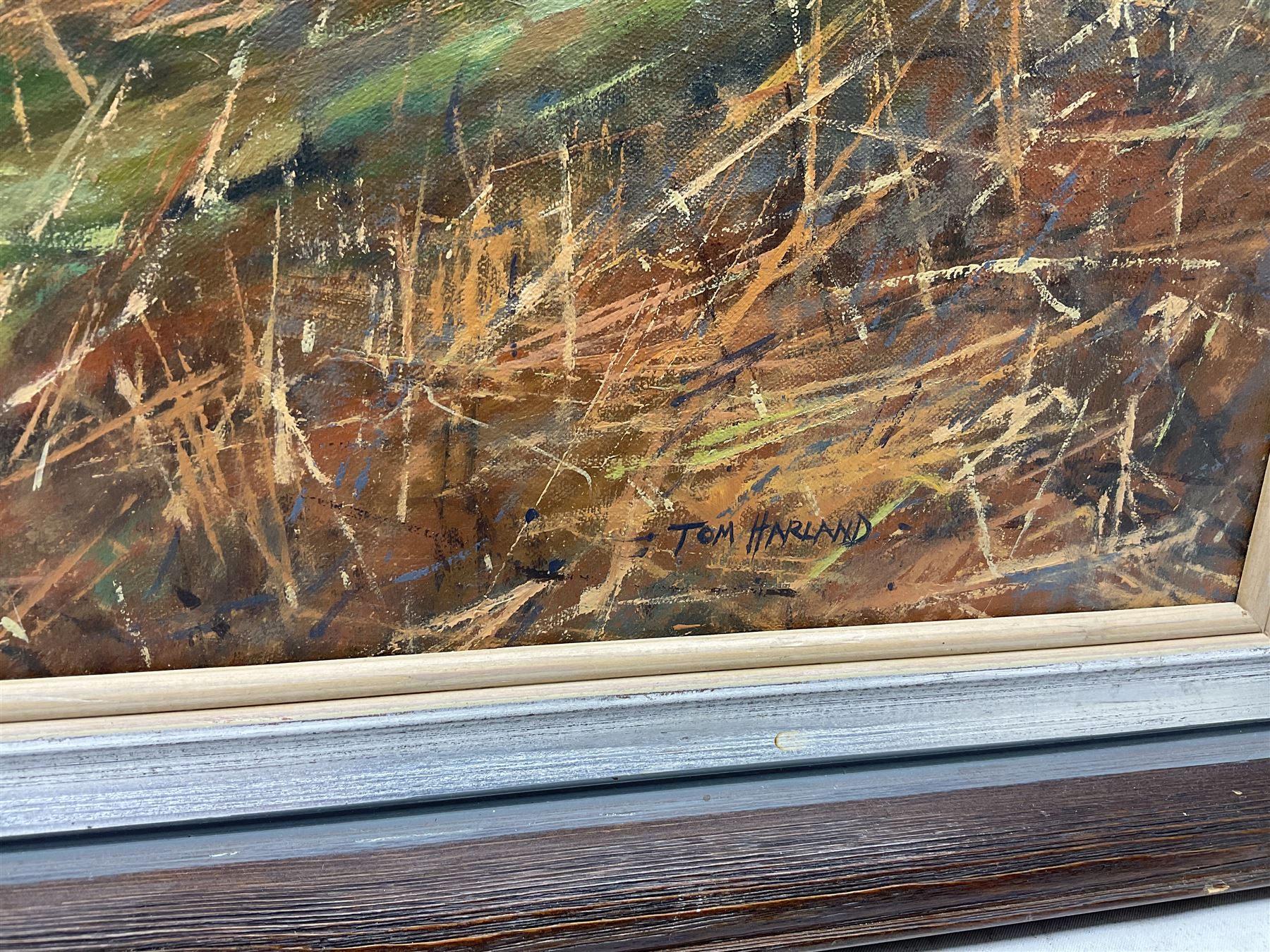 Tom Harland (Yorkshire 1945-2012): 'Dale Head - Farndale', oil on board signed, inscribed verso 44cm x 59cm