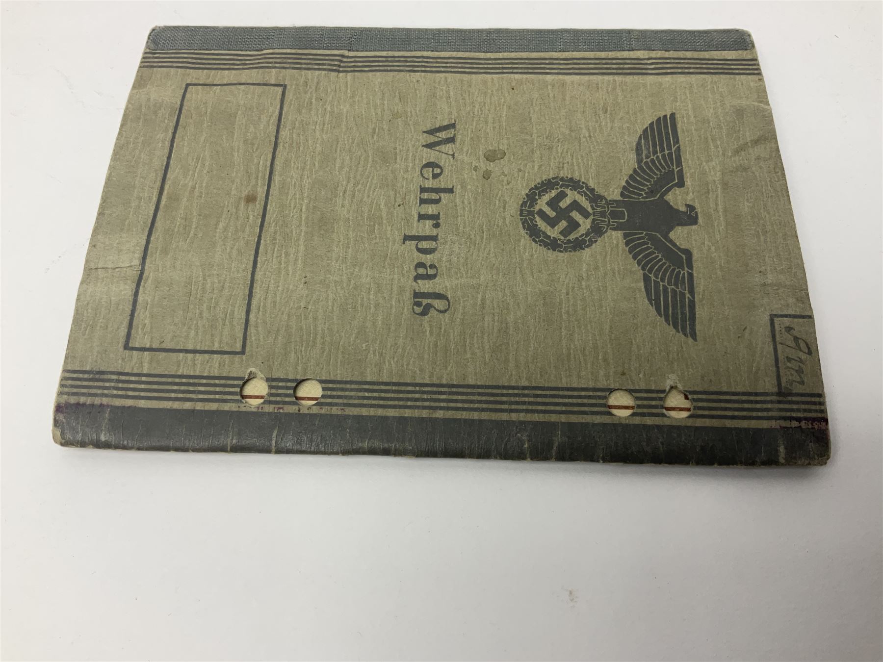 WW2 German Coastal Artillery Wehrpass for Marinehelfer Harald Ammann with small archive of modern research information.